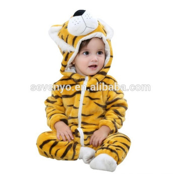 2018 populaire mignon tigre animal tissu, doux bébé flanelle barboteuse Animal Onesie pyjamas tenues costume, vêtements de couchage